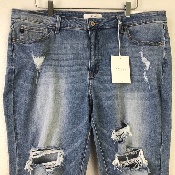 NWT KanCan Lori Mid Rise Ankle Distressed Raw Hem Skinny Jeans Plus Size 3XL/20W - Picture 3 of 15